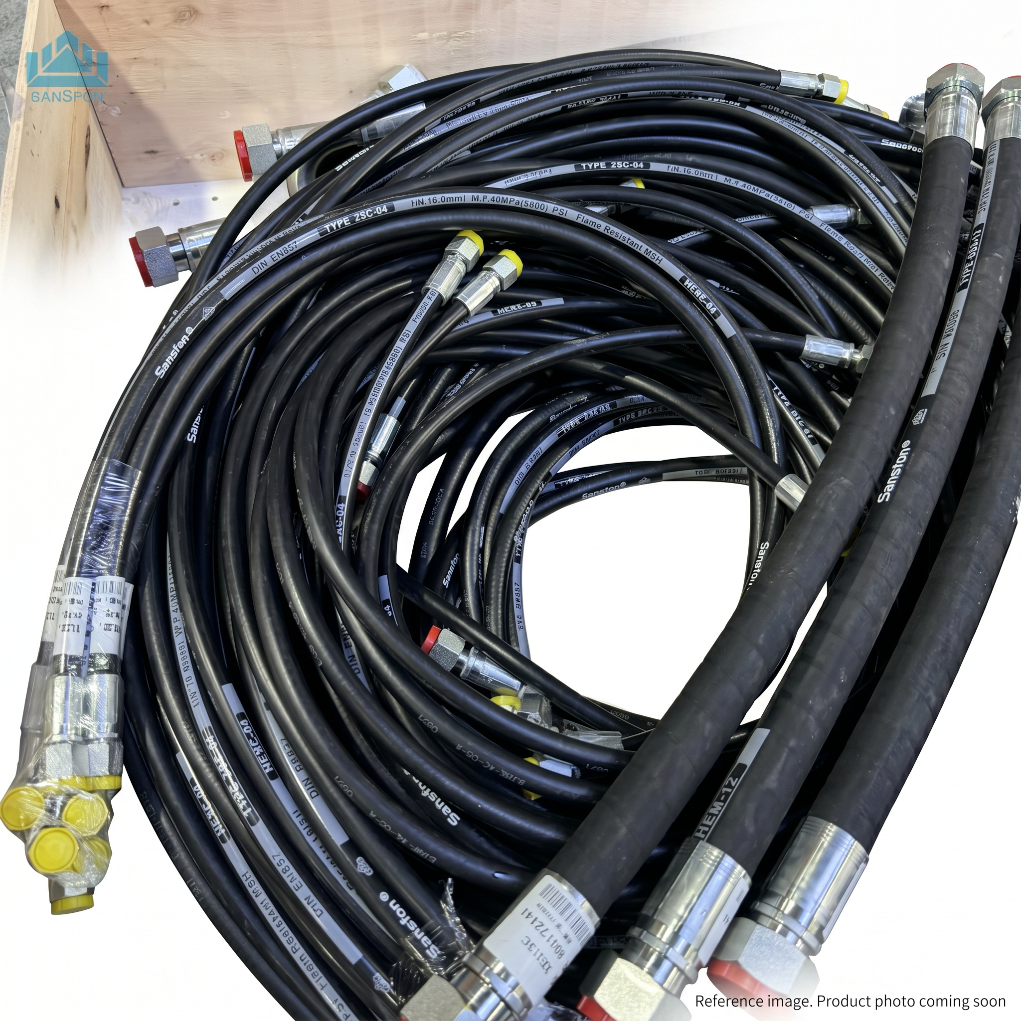 XCMG 800141471 Hoses three-quarter angle product photo | stocked in BC, ships Canada-wide