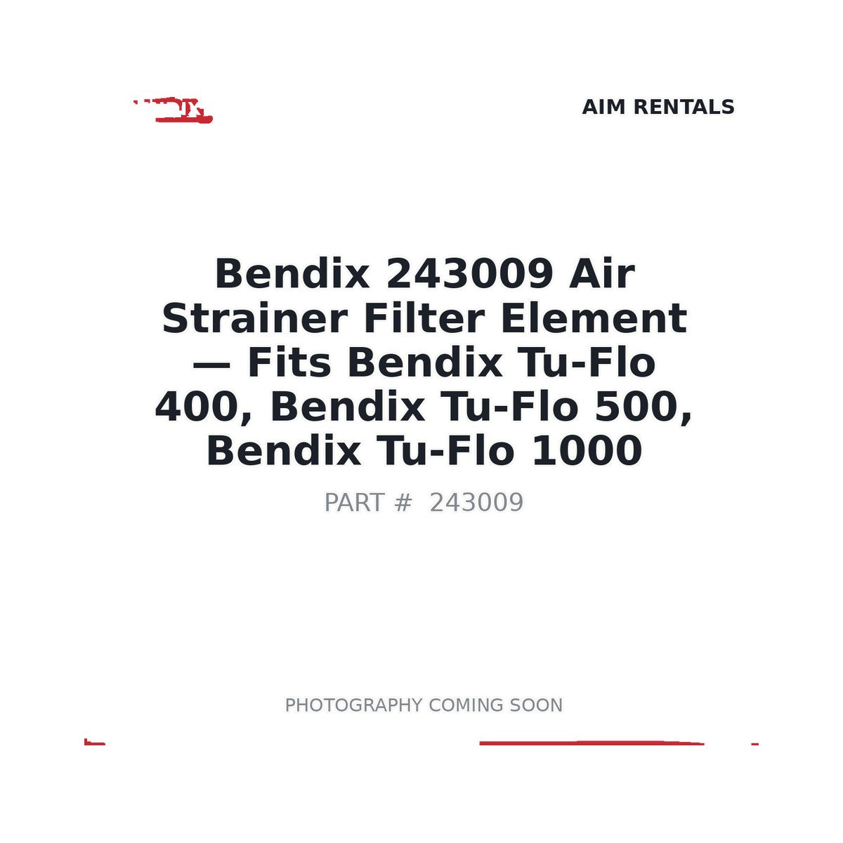 Bendix 243009 Air Strainer Filter Element . Fits Tu-Flo 400, Tu-Flo 500, Tu-Flo 1000 - Fits Bendix Tu-Flo 400, Bendix Tu-Flo 500, Bendix Tu-Flo 1000