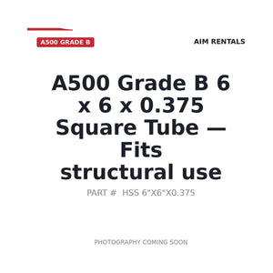 A500 Grade B 6X6X0 Structural Steel Tubing | Fits Structural steel applications | Stocked in BC, Ships Canada-Wide
