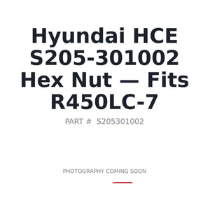 Hyundai HCE S205-301002 Hardware Nuts . Fits R450LC-7 | Fits Hyundai R450LC-7 | Stocked in BC, Ships Canada-Wide