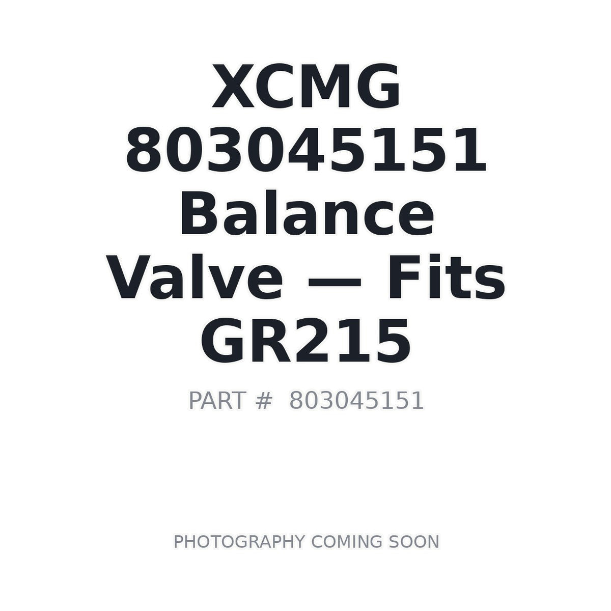 803045151 XCMG Hydraulic Valves