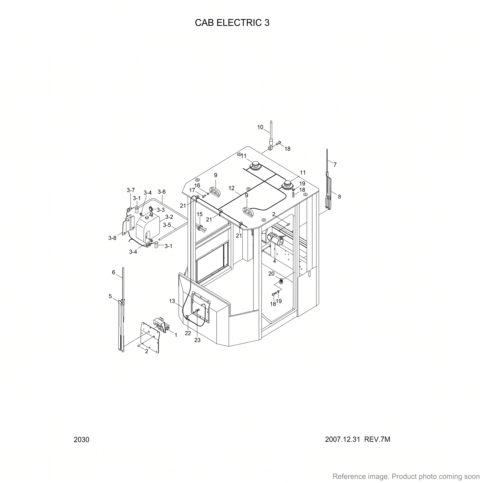 Hyundai 24L12000 Cab Parts three-quarter angle product photo | stocked in BC, ships Canada-wide