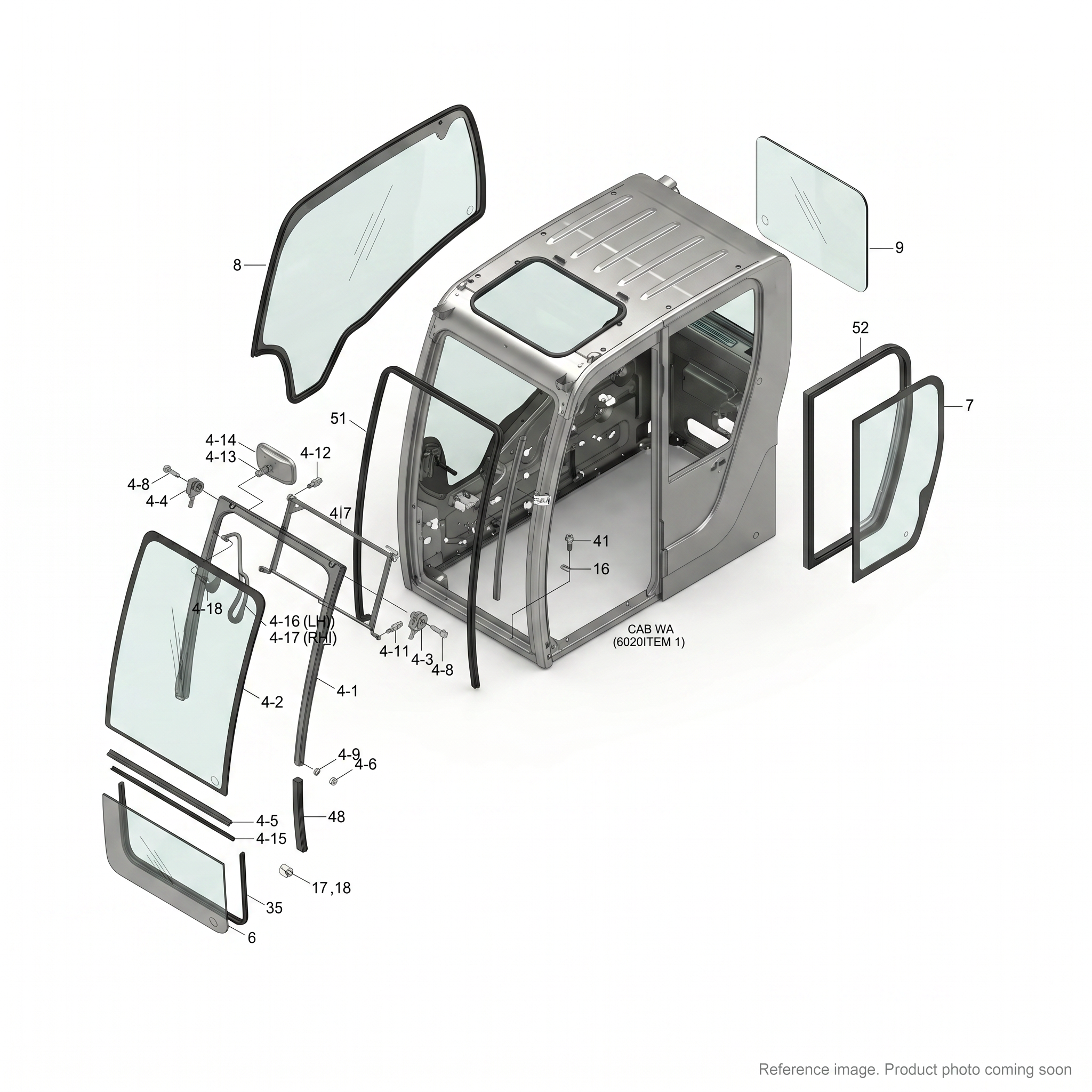 Hyundai 24L12000 Cab Parts alternate angle product photo | stocked in BC, ships Canada-wide