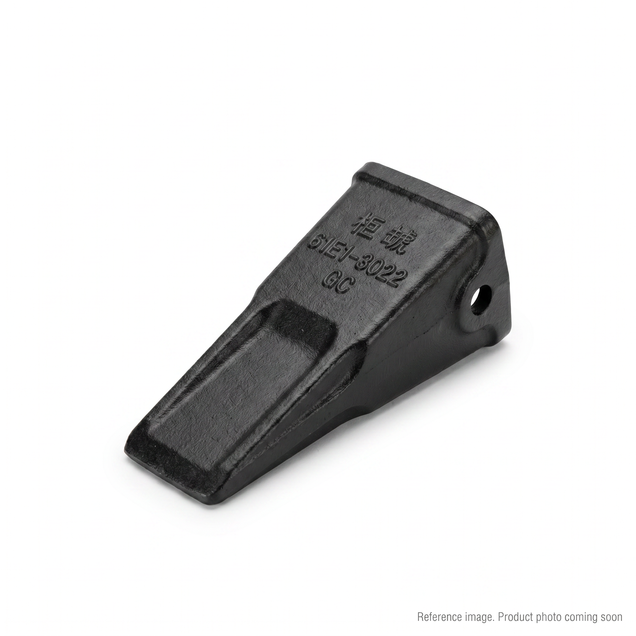 Hyundai 61E91124 Bucket Tooth three-quarter angle product photo | stocked in BC, ships Canada-wide