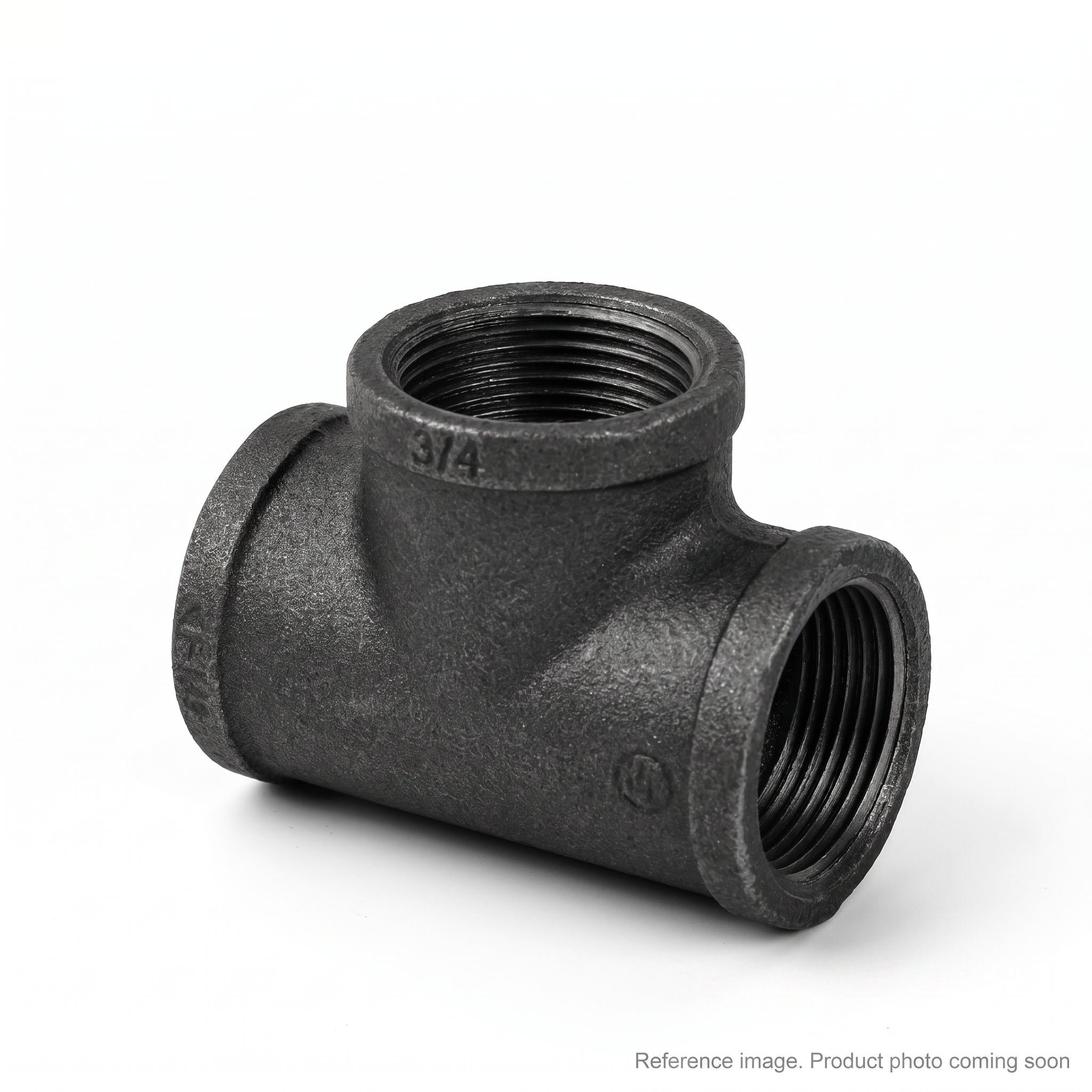 Aftermarket DBM101D Malleable Iron Tee Pipe Fitting three-quarter angle product photo | stocked in BC, ships Canada-wide
