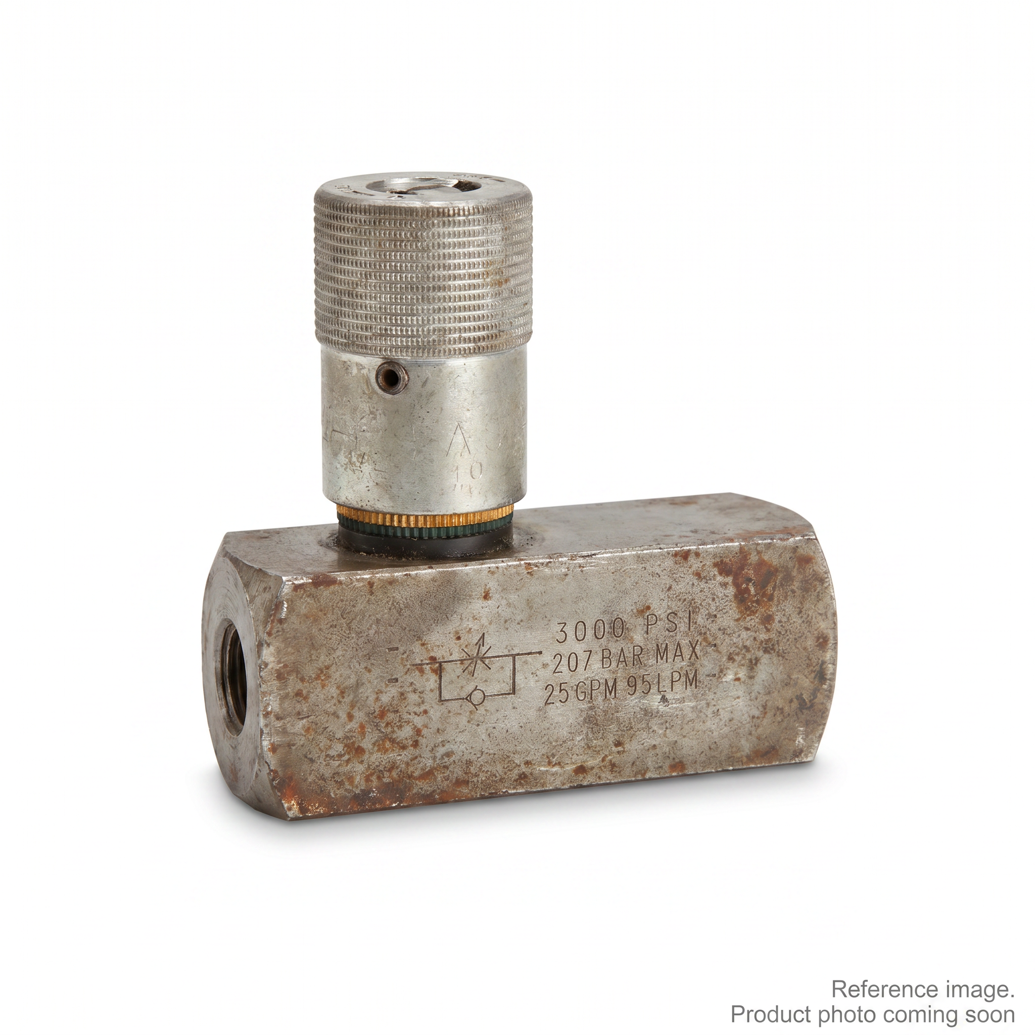 Parker F1200S Inline Hydraulic Flow Control Valve front product photo | stocked in BC, ships Canada-wide