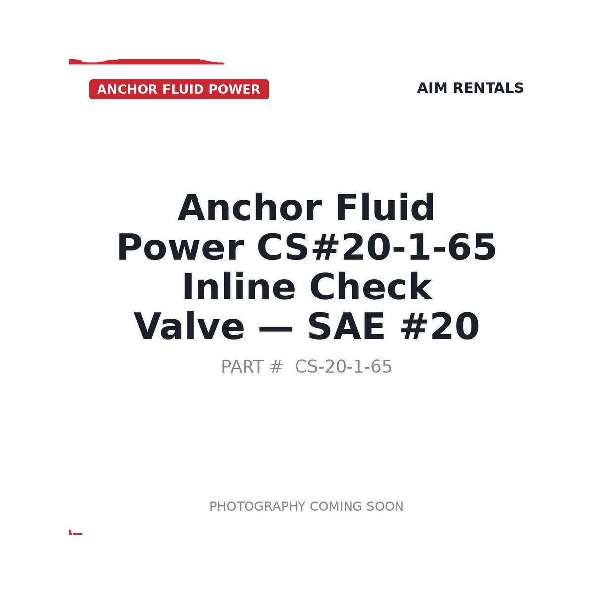 CS#20-1-65 Fluid Power CS#20-1-65 Hydraulic Check Valves