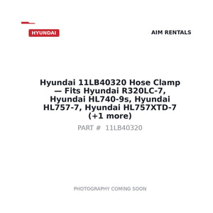 Hyundai 11LB40320 Hose Clamp . Fits R320LC-7, HL740-9s, HL757-7, HL757XTD-7 | Fits Hyundai R320LC-7, HL740-9s | Stocked in BC, Ships Canada-Wide