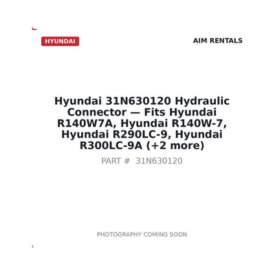 31N630120 Hyundai Hydraulic Connector . Fits R140W7A, R140W-7, R290LC-9, R300LC-9A - Fits Hyundai R140W7A, Hyundai R140W-7, Hyundai R290LC-9, Hyundai R300LC-9A, Hyundai R320LC-9, Hyundai R430LC-9