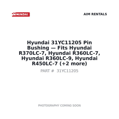 31YC11205 Hyundai Pin Bushing . Fits R370LC-7, R360LC-7, R360LC-9, R450LC-7 - Fits Hyundai R370LC-7, Hyundai R360LC-7, Hyundai R360LC-9, Hyundai R450LC-7, Hyundai R450-3, Hyundai R450-7