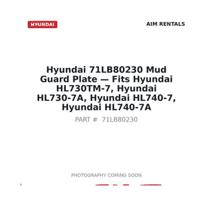 Hyundai 71LB80230 Mud Guard Plate . Fits HL730TM-7, HL730-7A, HL740-7, HL740-7A | Fits Hyundai HL730TM-7, Hyundai HL730-7A | Stocked in BC, Ships Canada-Wide
