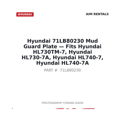 71LB80230 Hyundai Mud Guard Plate . Fits HL730TM-7, HL730-7A, HL740-7, HL740-7A - Fits Hyundai HL730TM-7, Hyundai HL730-7A, Hyundai HL740-7, Hyundai HL740-7A