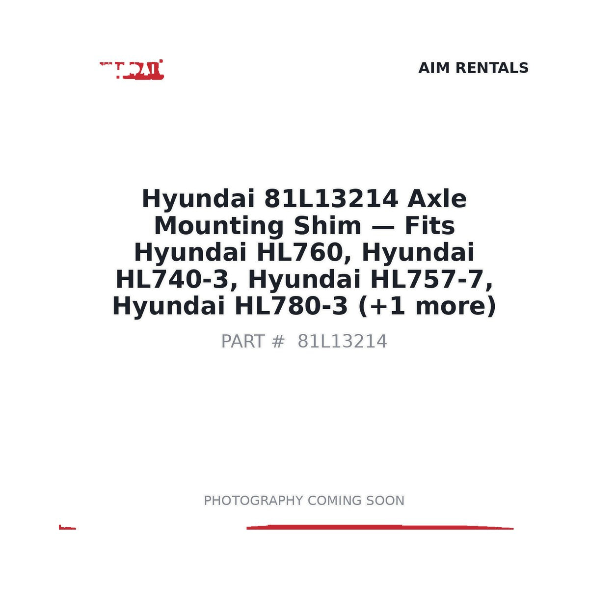 81L13214 Hyundai Axle Mounting Shim . Fits HL760, HL740-3, HL757-7, HL780-3 - Fits Hyundai HL760, Hyundai HL740-3, Hyundai HL757-7, Hyundai HL780-3, Hyundai HL770-7