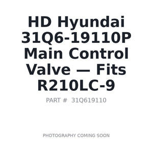 Hyundai HCE 31Q619110 Hydraulic Valves . Fits R210LC-9 | Fits Hyundai R210LC-9 | Stocked in BC, Ships Canada-Wide