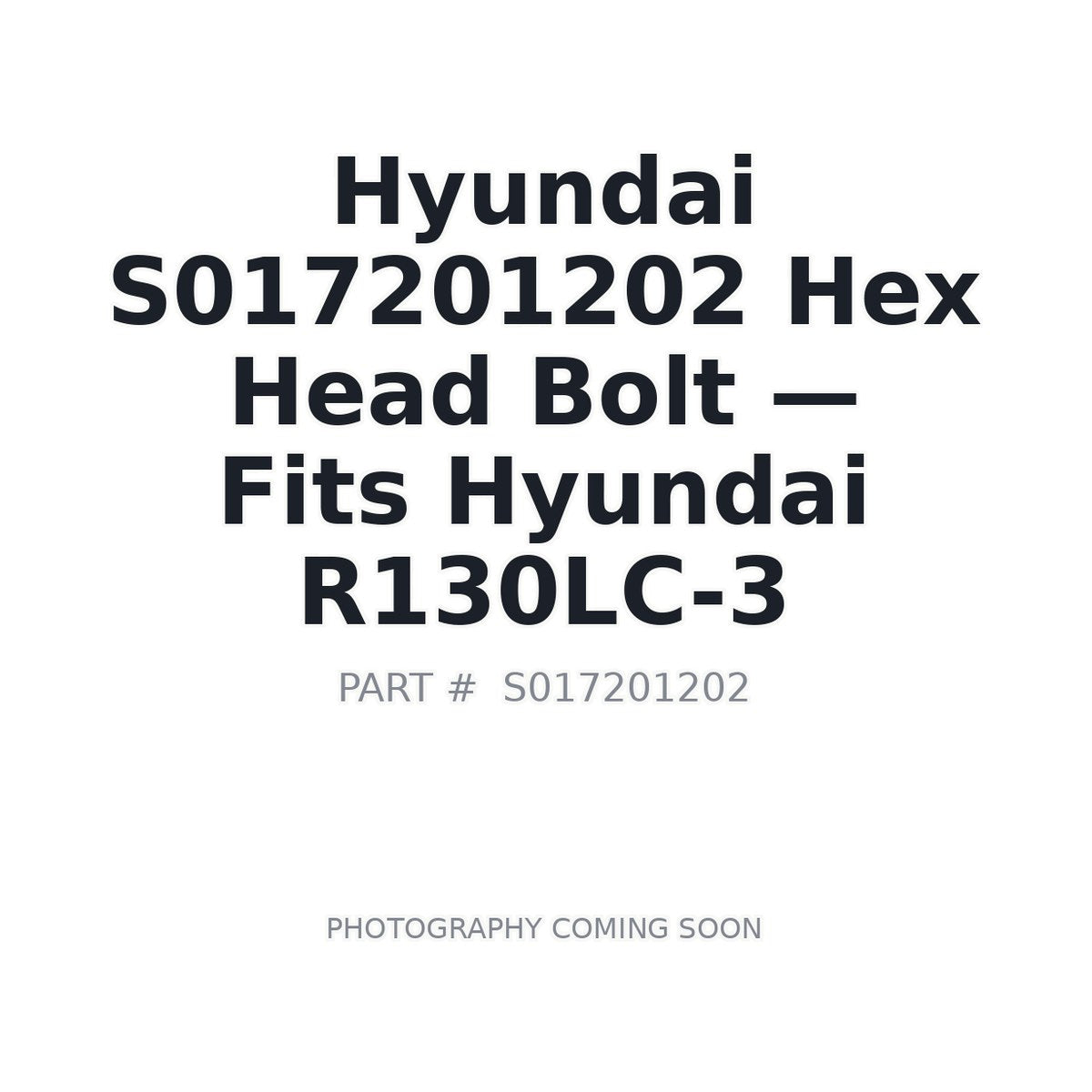 S017201202 Hyundai Hex Head Bolt . Fits R130LC-3 - Fits Hyundai R130LC-3